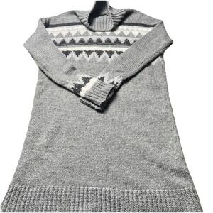 Vtg american eagle fair isle Tunic sweater Y2K Retro Gray Turtle Neck Ski winter